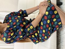 Christian Dior Vintage Floral Peplum Skirt Suit Set Cotton Size 9