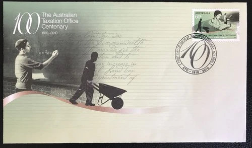AUSTRALIA - 2010 CENTENARY OF AUSTRALIAN TAXATION OFFICE FDC SG 3465