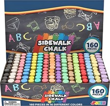 160 PCS Washable Sidewalk Chalks Set Non-Toxic Jumbo Chalk for Outdoor Art Play,