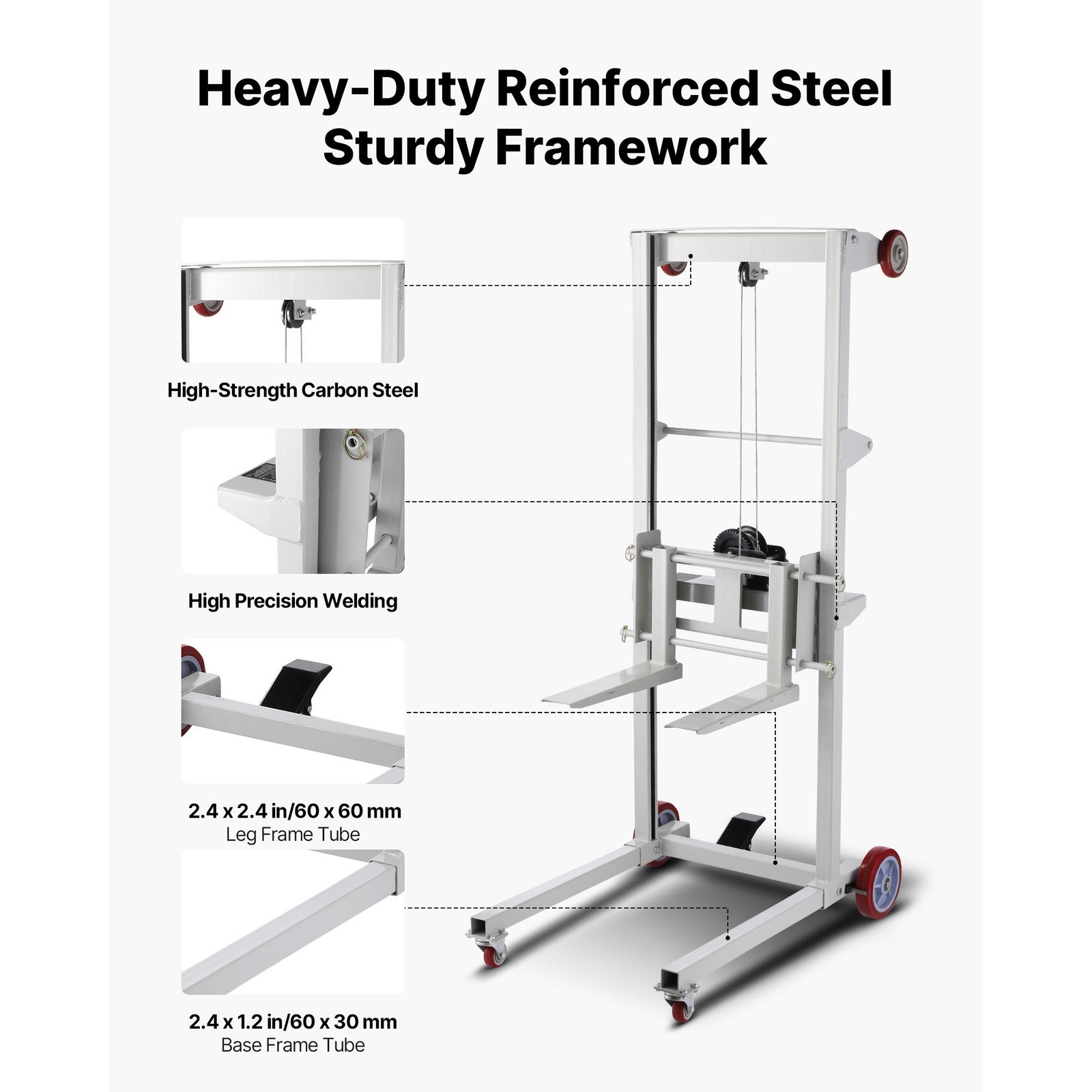 Uimoso Material Lift Winch Stacker 551 lbs Capacity Pallet Truck with 70 in Lift