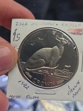 1992 Isle of Man Siamese Cat 1 Crown Coin Brilliant Uncirculated Condition