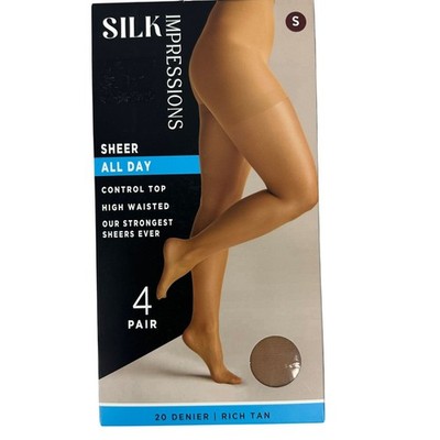 Silk Impressions Sheer All Day Control Top Pantyhose Small 4 Pairs 20 Denier