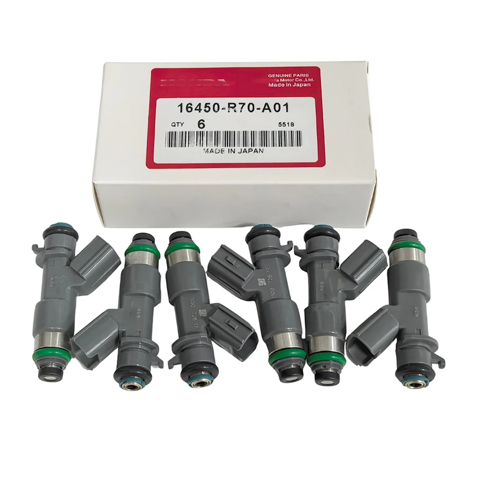 6* OEM FOR Honda FUEL INJECTORS 16450-R70-A01 ACCORD CROSSTOUR MDX 3.0L 3.5L V6 Foto 2 de 4