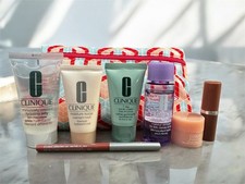 Clinique 7Pcs travel size Skincare/Makeup Gift Set with a Cosmetics Pouch