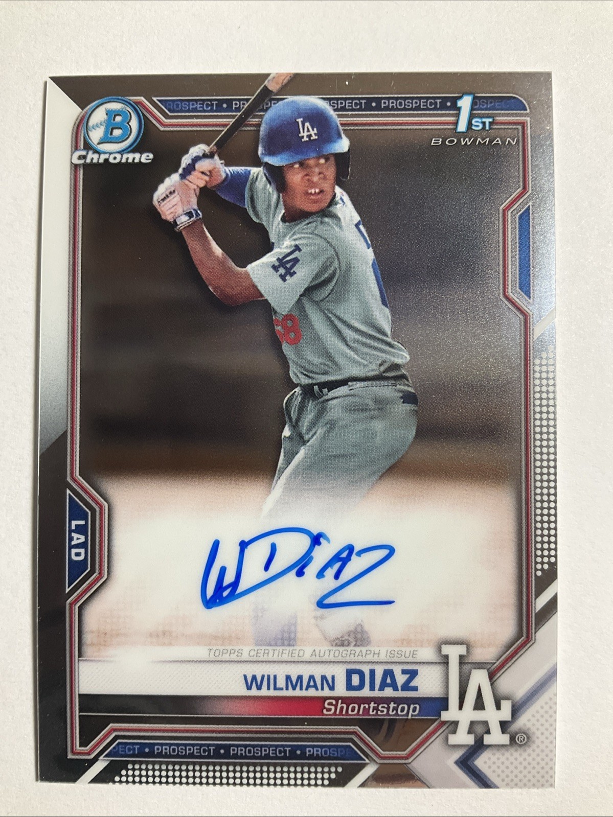 Wilman Diaz 2021 Bowman Chrome 1st Auto Dodgers CPA-WD (518)