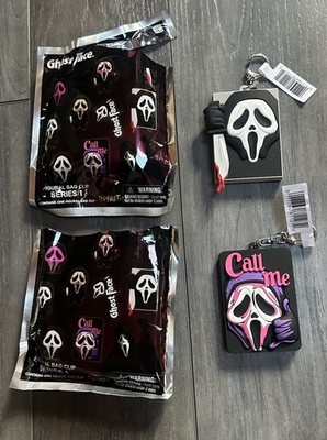 Two Ghost Face Figure Bag Clips Series 1 Keychain Call Me And Knife. RARE Scream