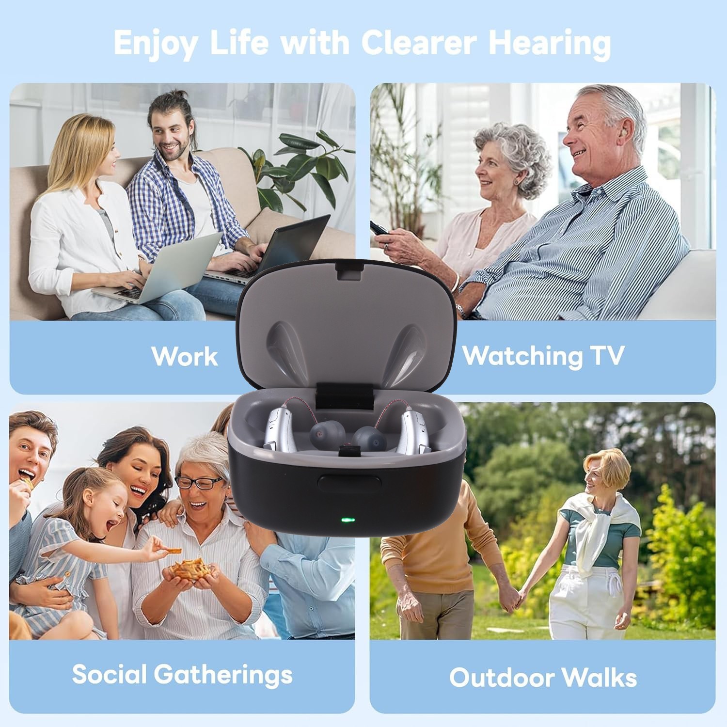 Bluetooth App Hearing Aids Rechargeable For Seniors Noise Reduction Phone Call