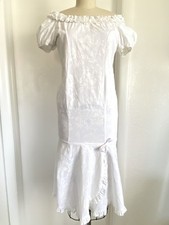 Vintage Hilo Hattie’s white bridal Ruffle Mermaid Hawaiian Sz XS made in Hawall