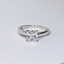 925 Sterling Silver Princess Cut CZ Solitaire Engagement Wedding Ring Size 7