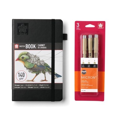 A5 Sketchbook & Pigma Micron Bundle - Japanese-Inspired Stationery Bundle for...