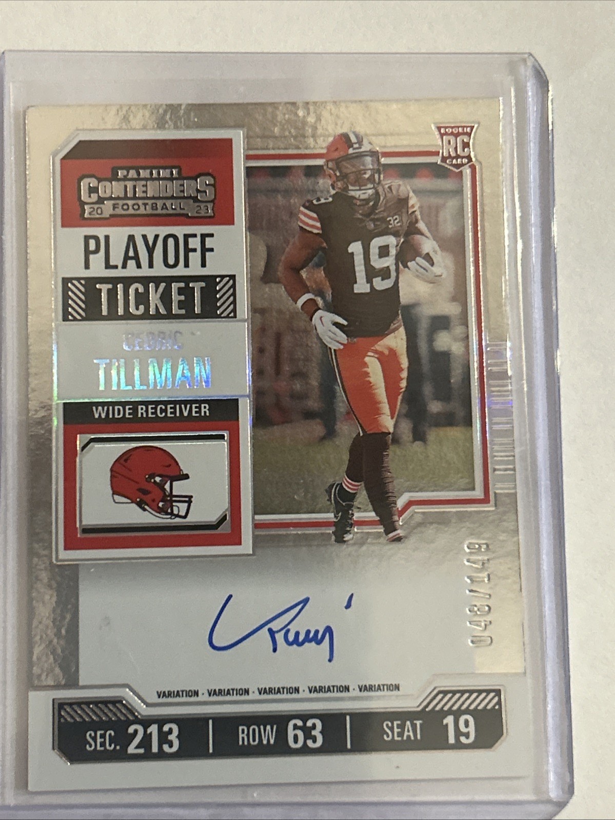 2023 Panini Contenders Cedric Tillman /149 Rookie Playoff Ticket Auto #104