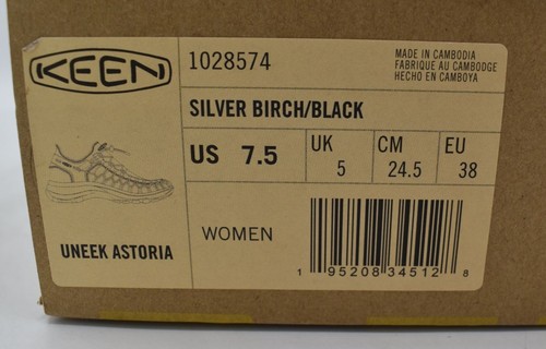 Keen Womens Size 7.5 Uneek Astoria Silver Birch Black Woven Closed Toe Sandals - Picture 13 of 13