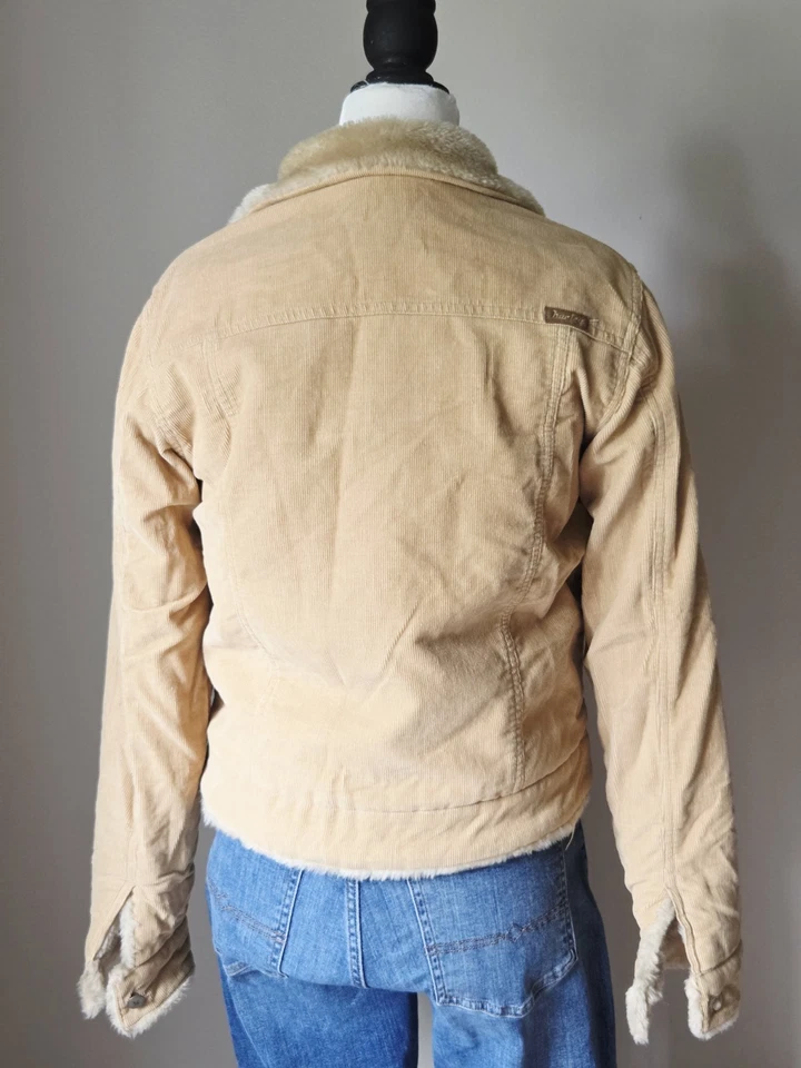 Hurley Jacket Womens Medium Corduroy Faux Fur Lined Penny Lane Skater Y2K - Image 2 of 4