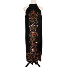 Vince Camuto Black Halter Maxi Dress Floral Print 1X