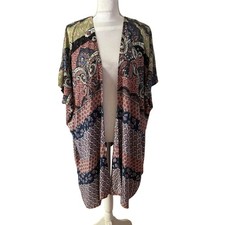 Angie Size M Kimono Boho Bohemian Open Front Floral Indie
