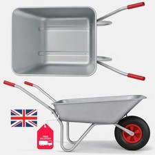 Heavy Duty 65L Metal Wheelbarrow Pneumatic wheel 100kg DIY Garden/Builders Cart