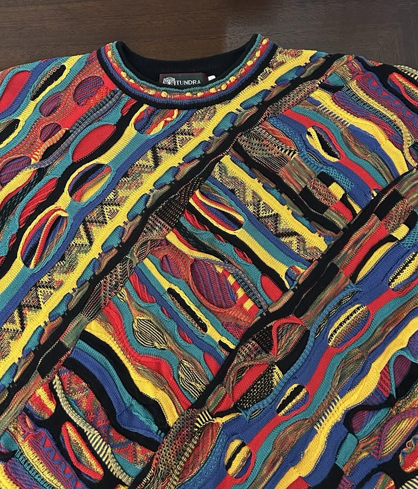 Tundra Canada XL VTG Rainbow Knit Pullover Sweater Biggie 90s Hip Hop Cosby - Image 3 of 4