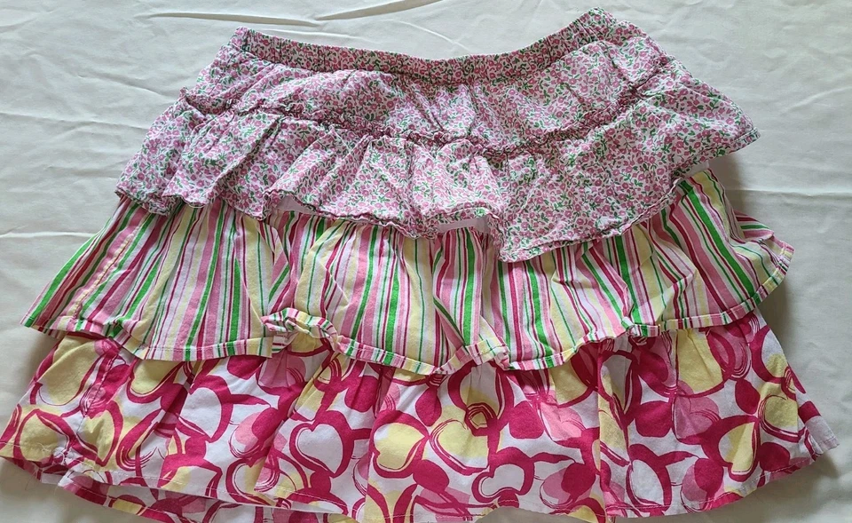 Vintage Y2K Mini Skorts Girl’s Size 14/16 Tiered Floral Pink Blue (2) - Image 3 of 4
