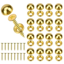 16PCS Decorative Wood Screws, Brass Decorative Screws with Caps, Self Tapping Sc
