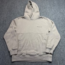 Y2K Abercrombie Fitch Mens Relaxed Soft A F Fleece Hoodie Tan Beige Small