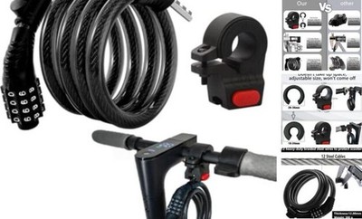 E Scooter Lock, Bike Combination Cable Locks Compatible with Xiaomi Black