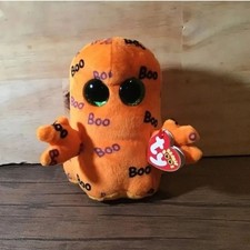 TY Halloween Beanie Boos GHOULIE Orange Ghost Plush Stuffed Animal Toy