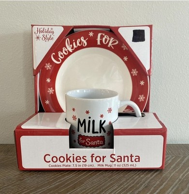 Holiday Time 2 Piece  Cookies For Santa  Kit: Plate for Cookies A Cup For Milk