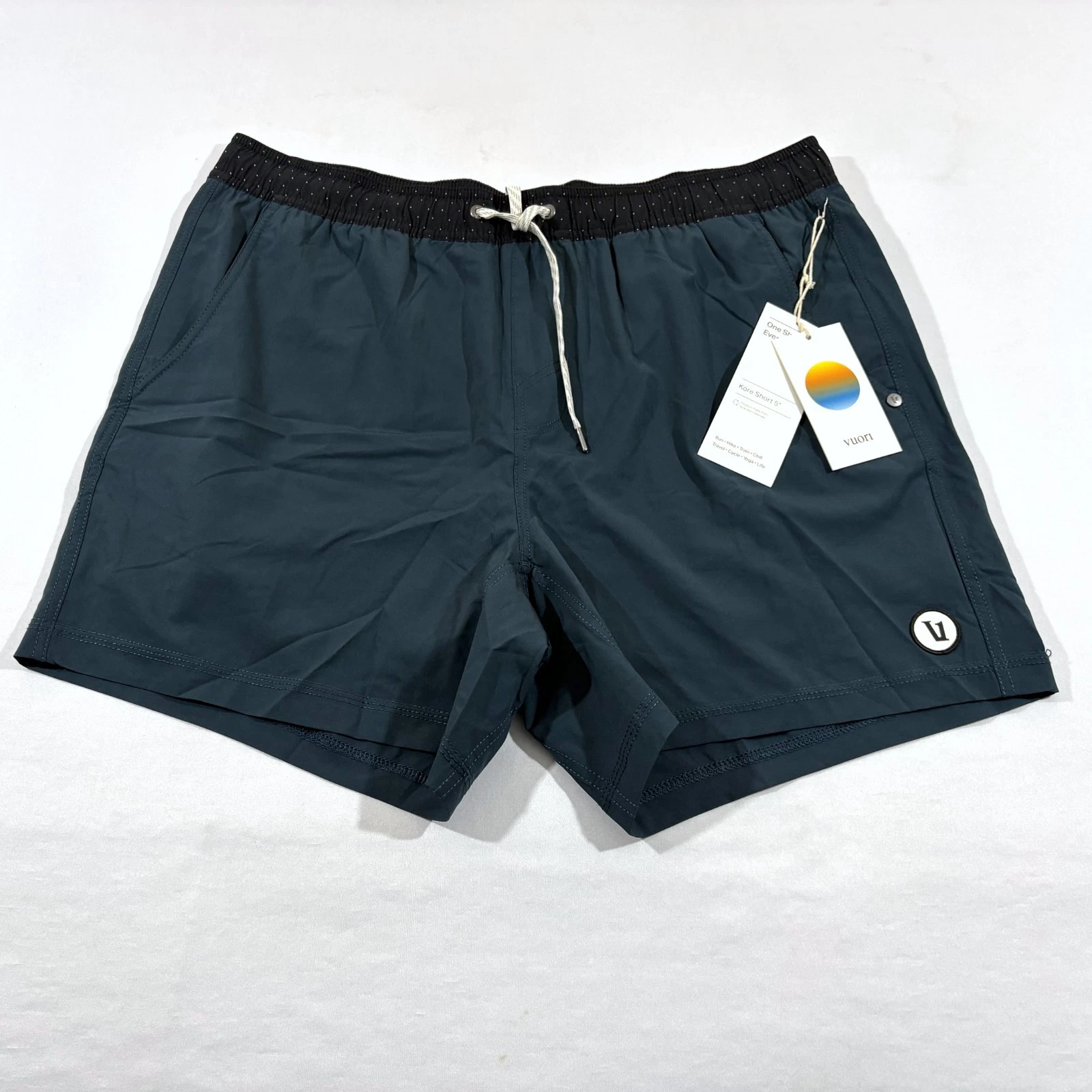 Vuori Mens Kore Blue 5" Drawstring Lined Shorts Gym Train Running Sz XL NWT V367