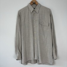Vtg Yves Saint Laurent Pour Homme Gray Long Sleeve Button Down Shirt Sz XL