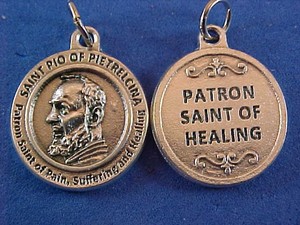 healing saint st medal pio suffering padre pain patron tone metal silver