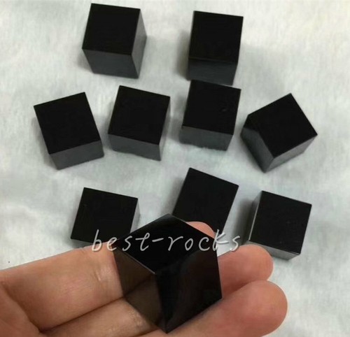 5 pz cubo di cristallo lucido a mano cristallo di quarzo ossidiana nero naturale - Foto 2 di 6