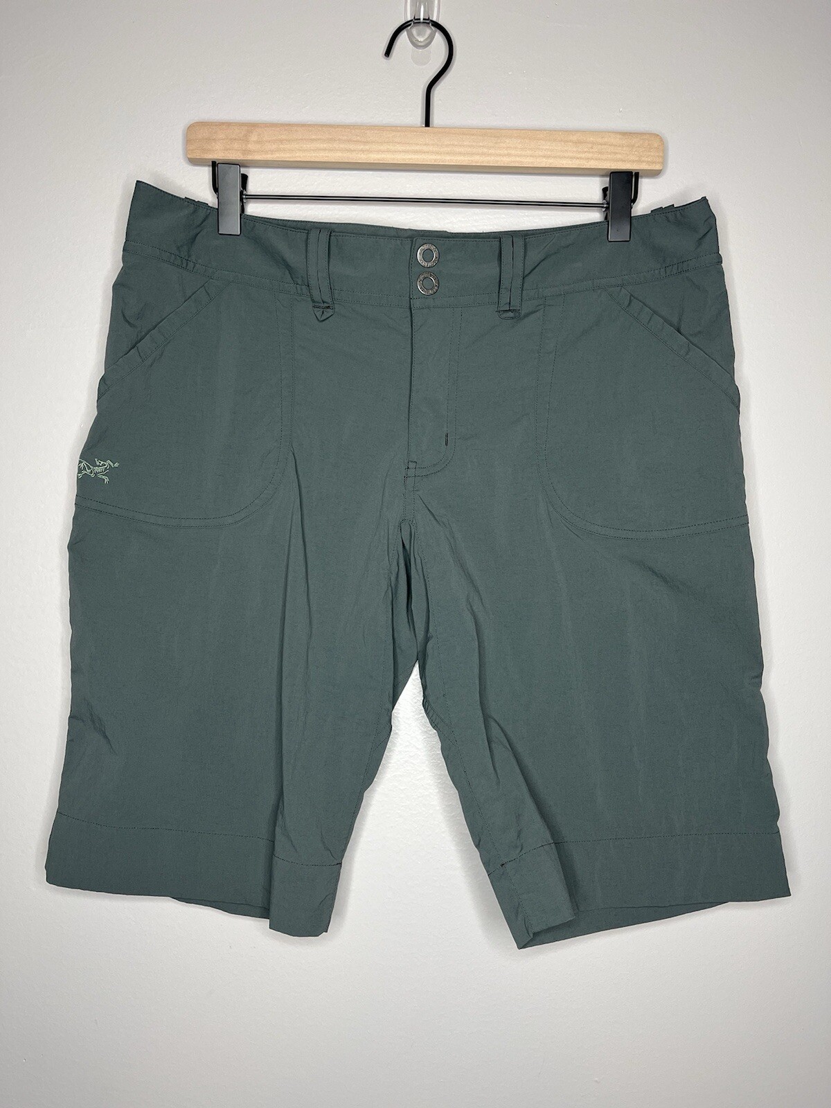 Arc'teryx Pantaloncini lunghi da donna 10 parapetti verde misto nylon escursionismo