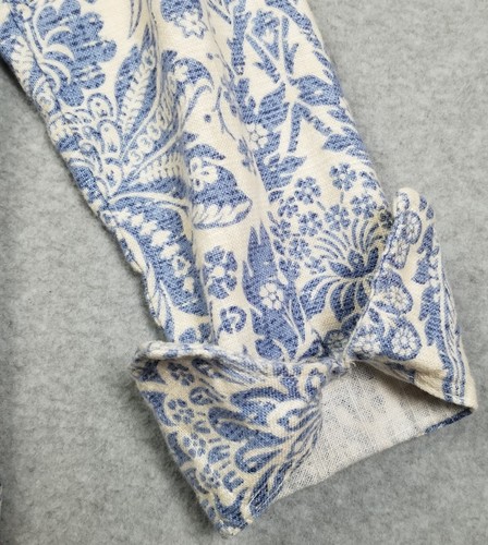 Painted Pony Linen Jacket Womens Large Blue Beige Floral Big Buttons Long Sleeve - Picture 5 of 14