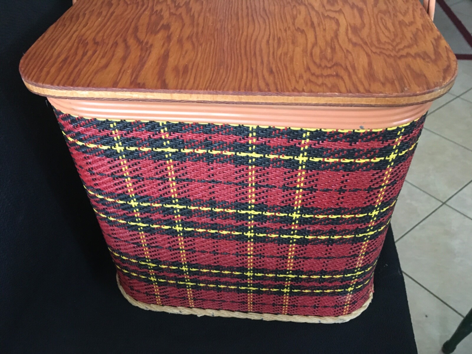Vintage REDMON red plaid picnic basket (Peru, Indiana) eBay