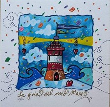 La gioia del mio Mare Andrea Agostini Opera SERIGRAFIA Dipinto Moderno 16x16