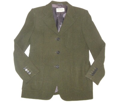 Tombolini Italy Women's Wool Blazer Jacket sz 42 US S M Forest Green 3 Button