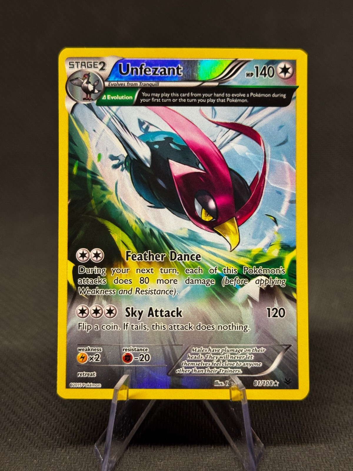 Unfezant 81/108 Reverse Holo Rare XY Roaring Skies - Pokemon Card Tcg - NM 2015