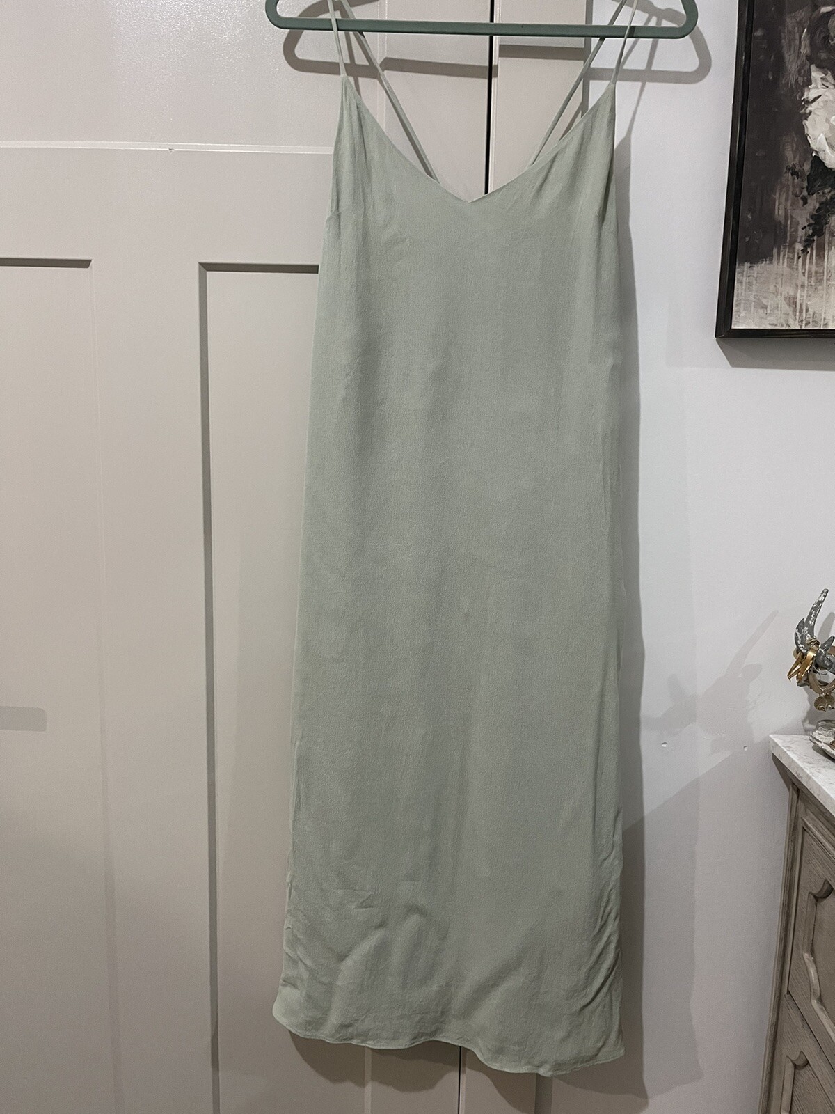 Wilfred By Aritzia Mint Green Satin Midi slip dress S… Gem