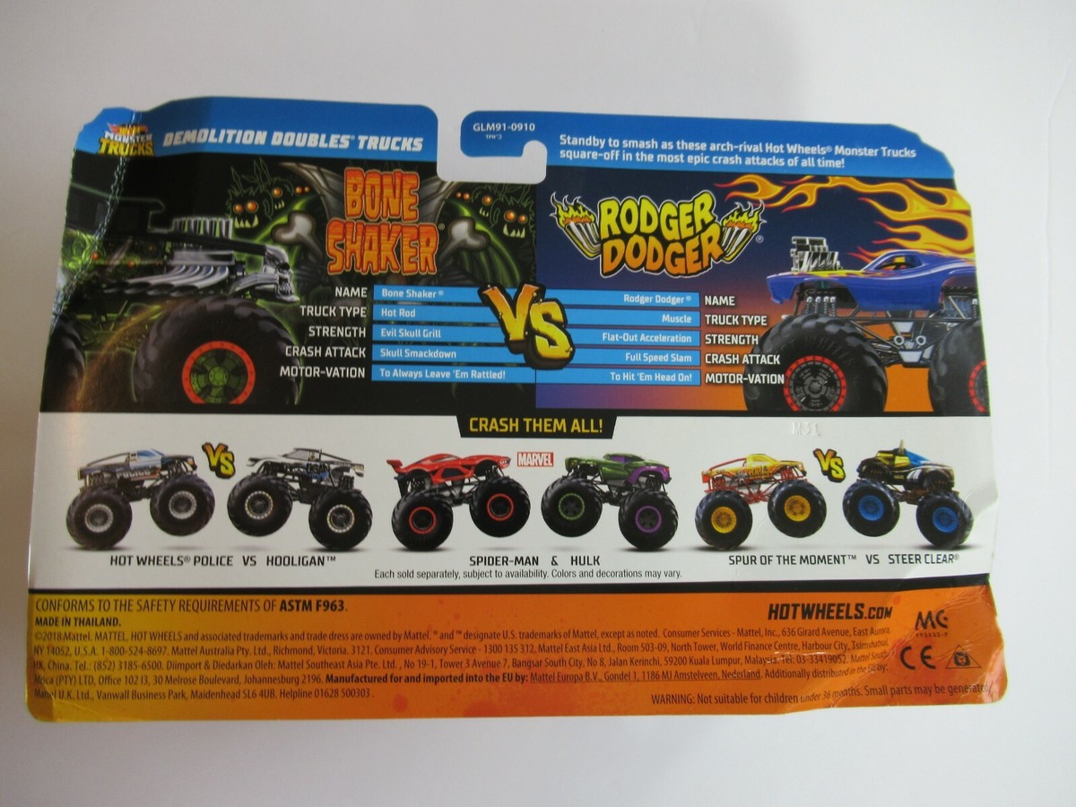 Hot Wheels Demolition Doubles 1:64 Monster Truck Bone Shaker Vs