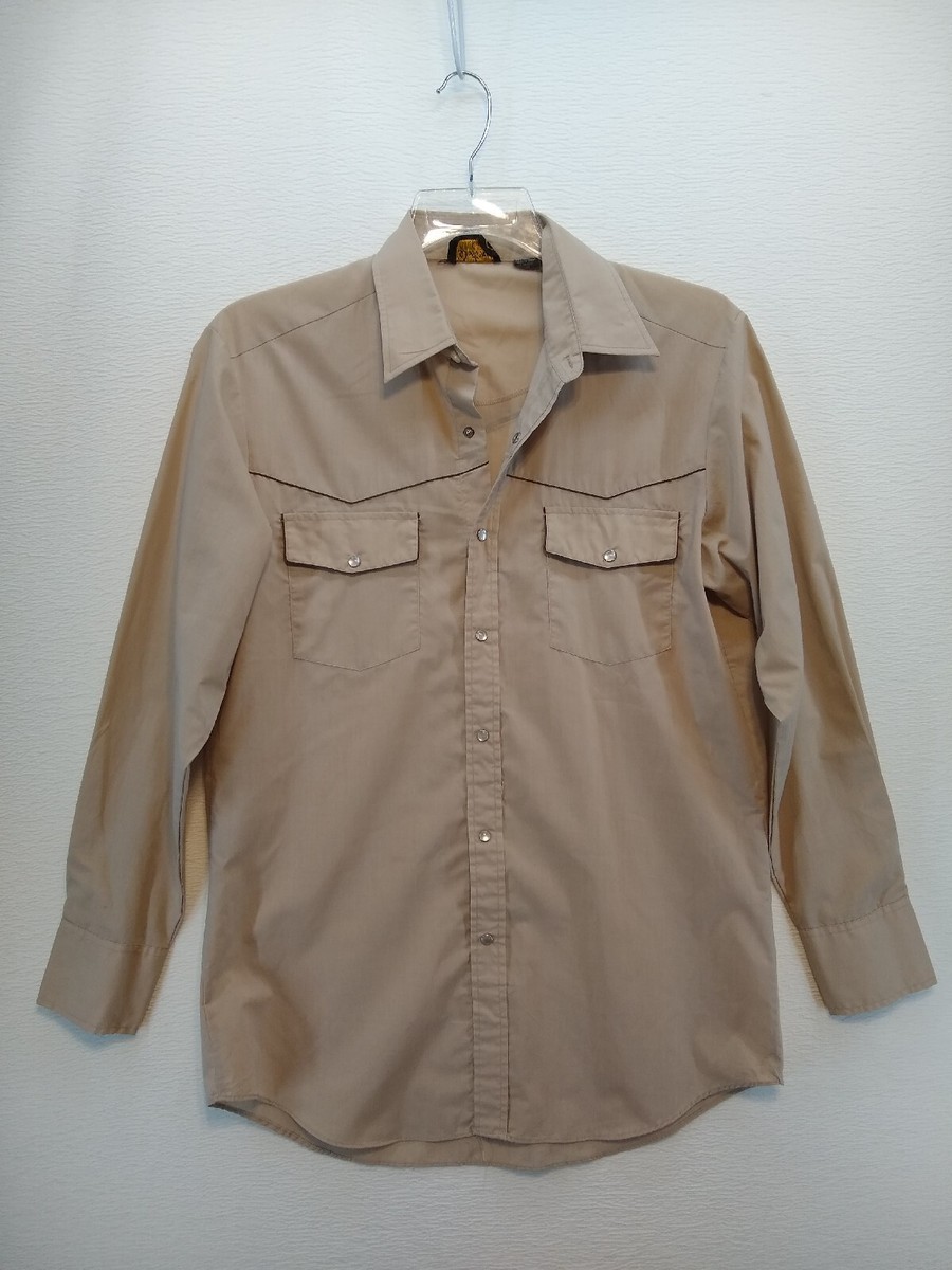 Western Sport ~ Button Up Men Sz XL - Tan Pearl Snap 2 Pocket