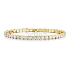 HipHop Iced Out Crystal Diamond Cut Tennis Bracelet for Women Men Silver Gold