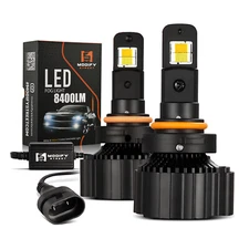 1 Pair 9006 LED Headlight/Fog Light High Low Beam Bulbs Dual Colors Lamps