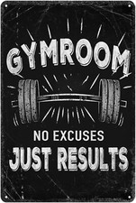 Gym Room Metal Tin Sign Motivational Gym Posters Gym Room No Excuses Just Result