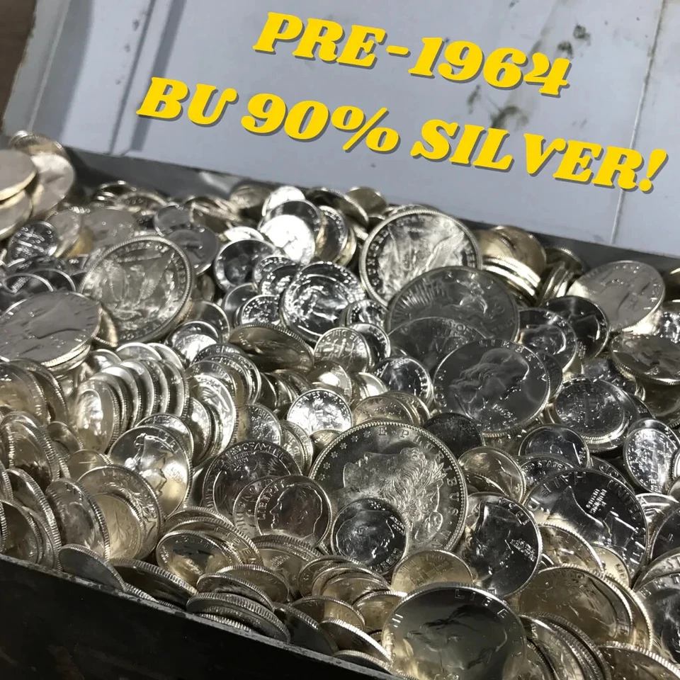 ✯90% SILVER US COINS LOT✯ UNC OLD SALE LOT BU ✯ ESTATE Pre 1964 BULLION BAR 3+✯ - Image 4 of 4