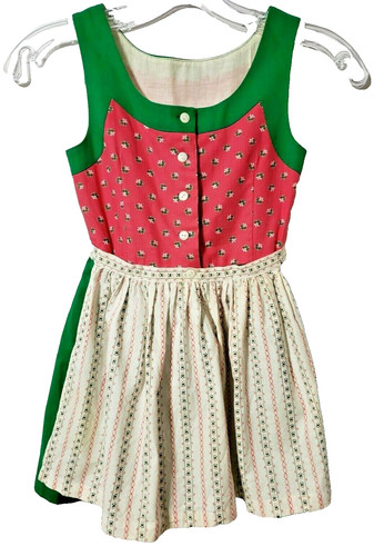 Dirndl Apron Folk Dress US 9 EU 134 German Trachten Oktoberfest Pink Vintage 70s