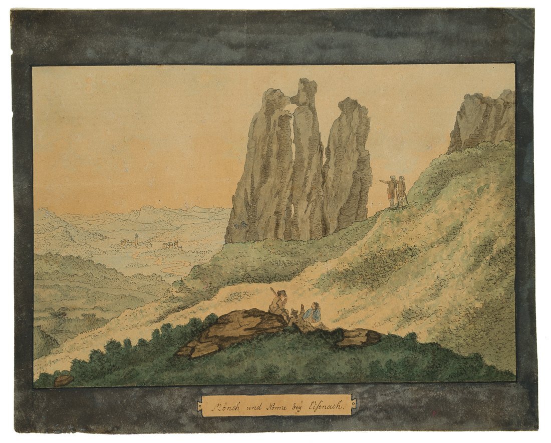 Mönch und Nonne bei Eisenach, 1815, Aquarell Romantik Unbekannt (19.Jhd)