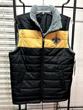 New Orleans Saints NFL Men's Reversible Sherpa Vest XS Jacket~ Black/Gold