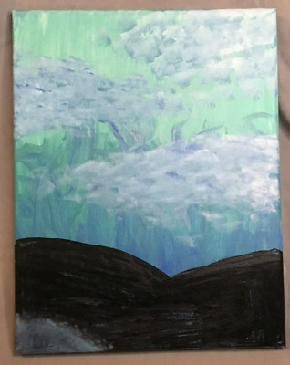 ''Cloudy Water Skies'' original acrylic painting on canvas