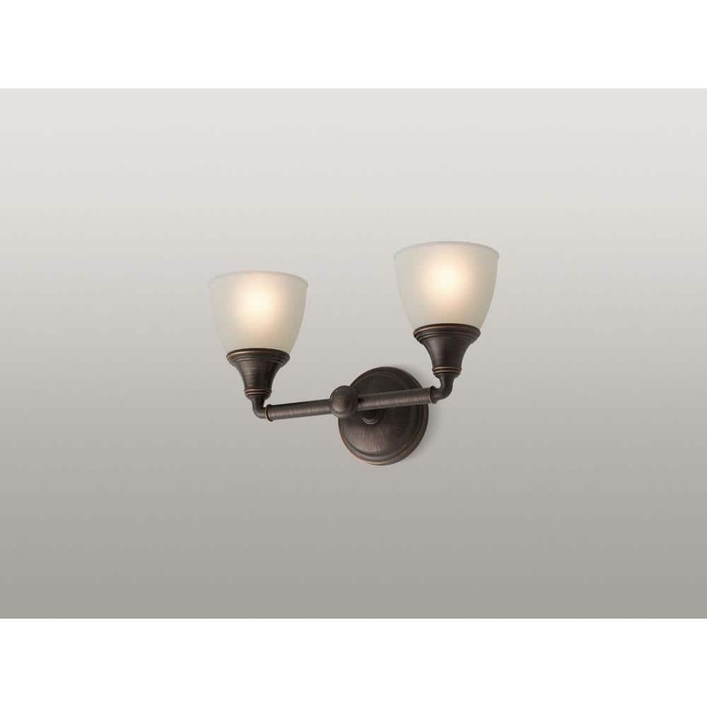 KOHLER Bathroom Vanity Light Fixture Incandescent Frosted-Glass Rubbed ...