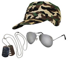 JUEGO DE ACCESORIOS MILITARES SOLDADO DEL EJÉRCITO DISFRAZ CAMUFLAJE UNISEX